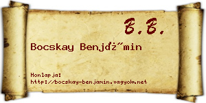 Bocskay Benjámin névjegykártya