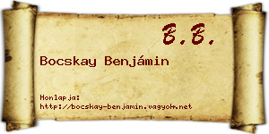 Bocskay Benjámin névjegykártya